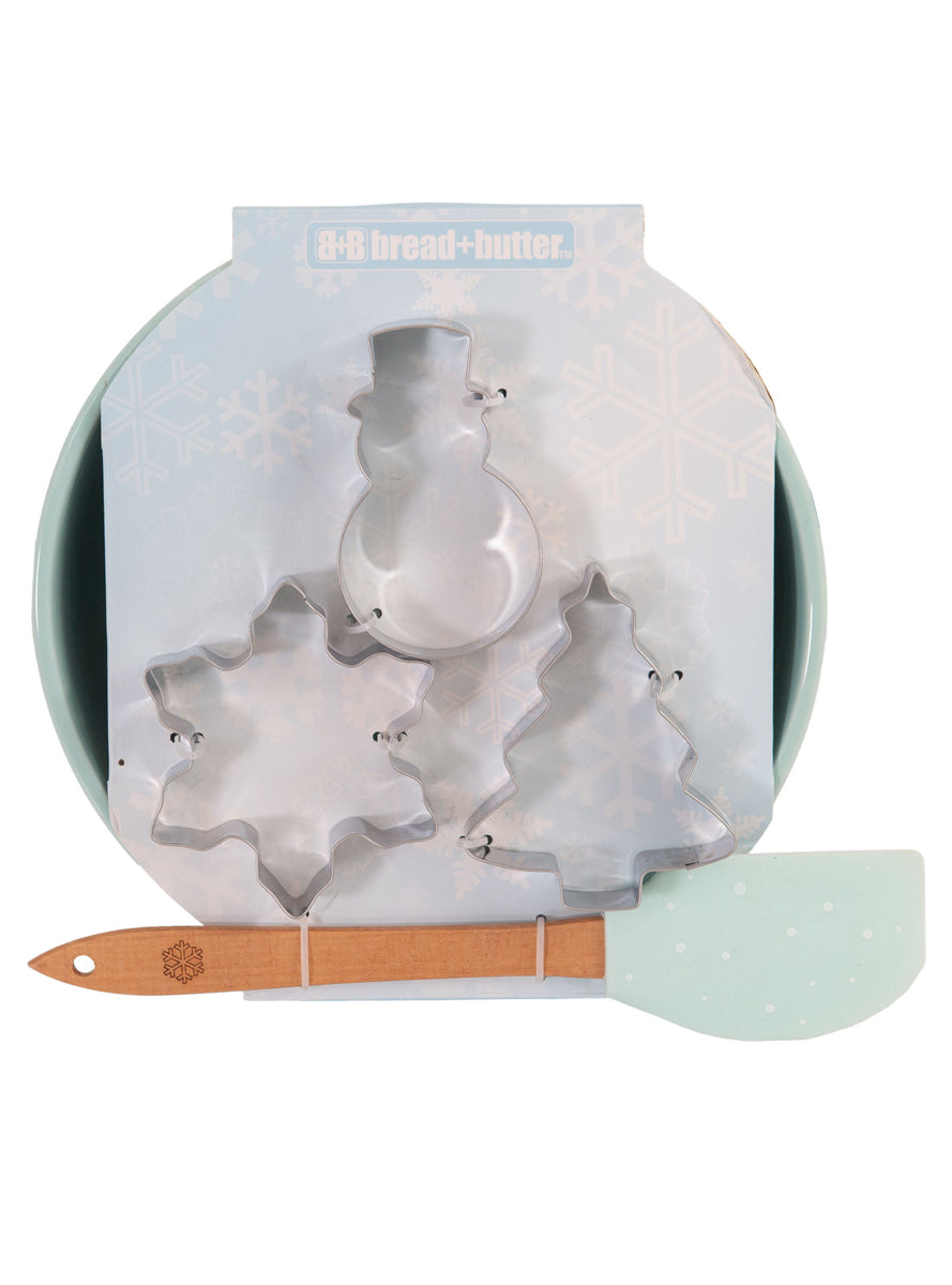 Blue Snowflake Print Mini Mix Bowl Set With Cookie Cutters - Alternate Image 2