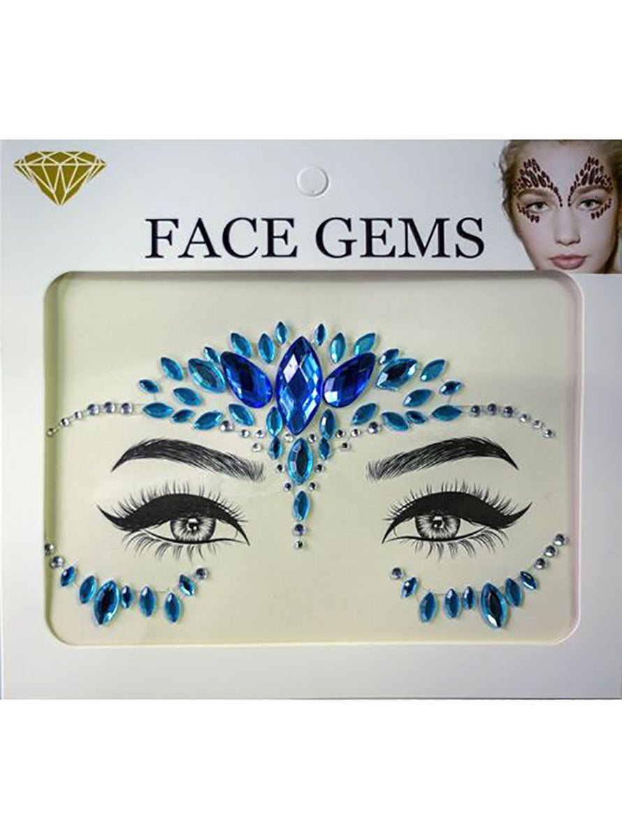 Blue Under And Over Eye Stick On Face Gems