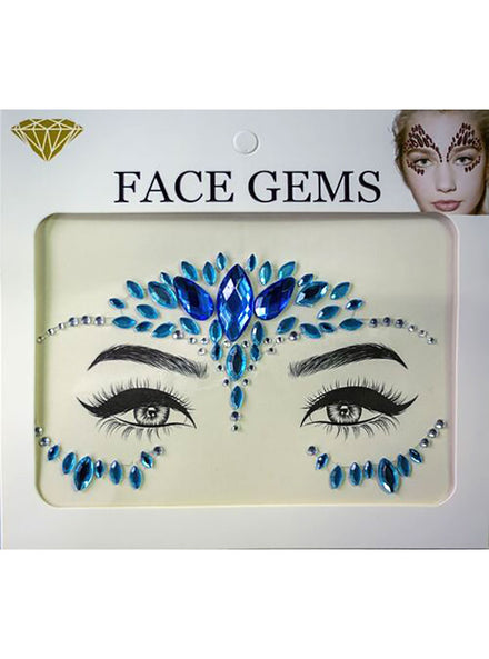 Blue Under And Over Eye Stick On Face Gems