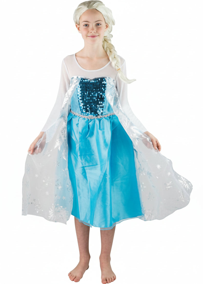 Girls Blue Winter Queen Fairytale Costume Front Image