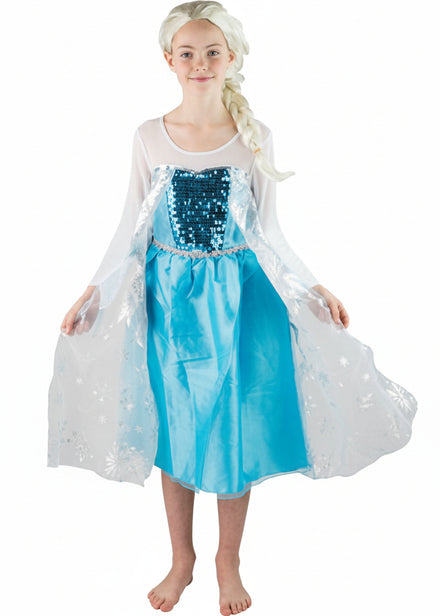Girls Blue Winter Queen Fairytale Costume Front Image