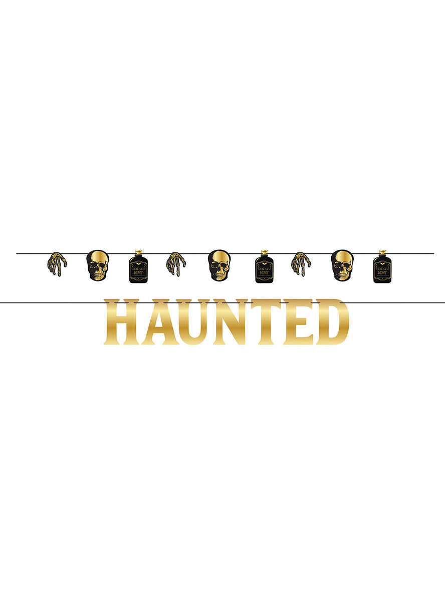 Gold and Black Boneyard Glam Halloween Banner - Main Image