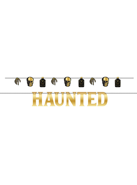 Gold and Black Boneyard Glam Halloween Banner - Main Image