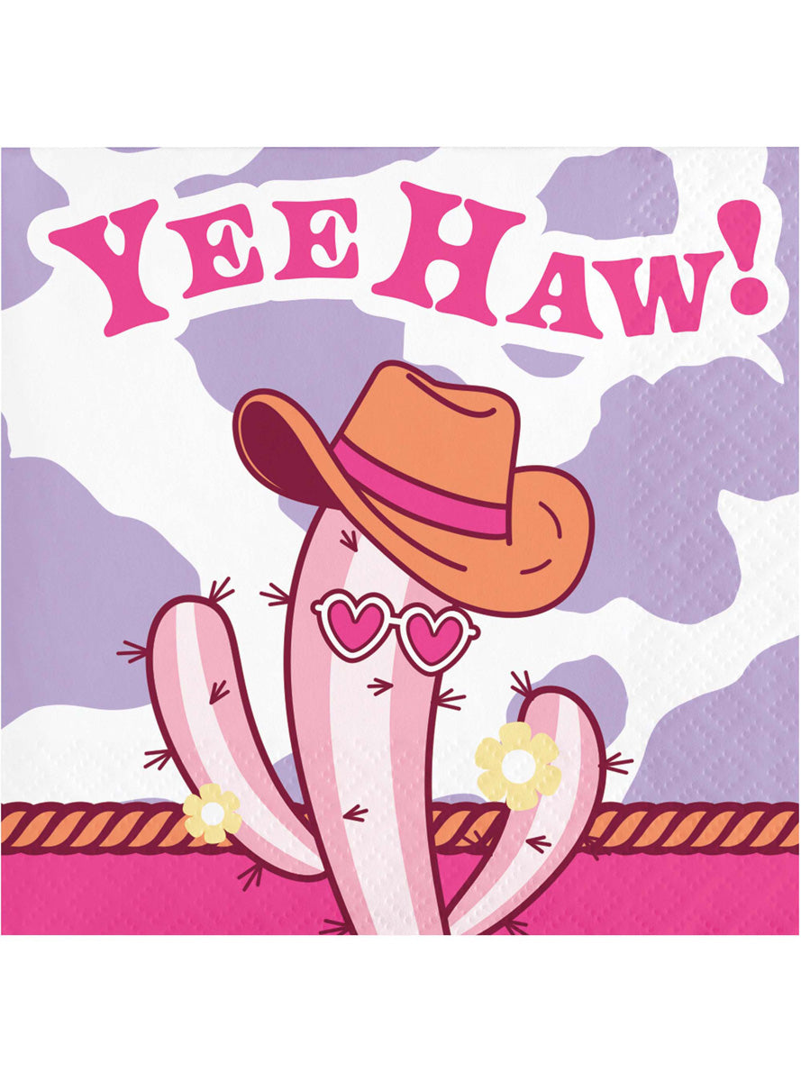 Boots and Bows Cowboy Party 16 Pack Beverage Napkins – Main Image