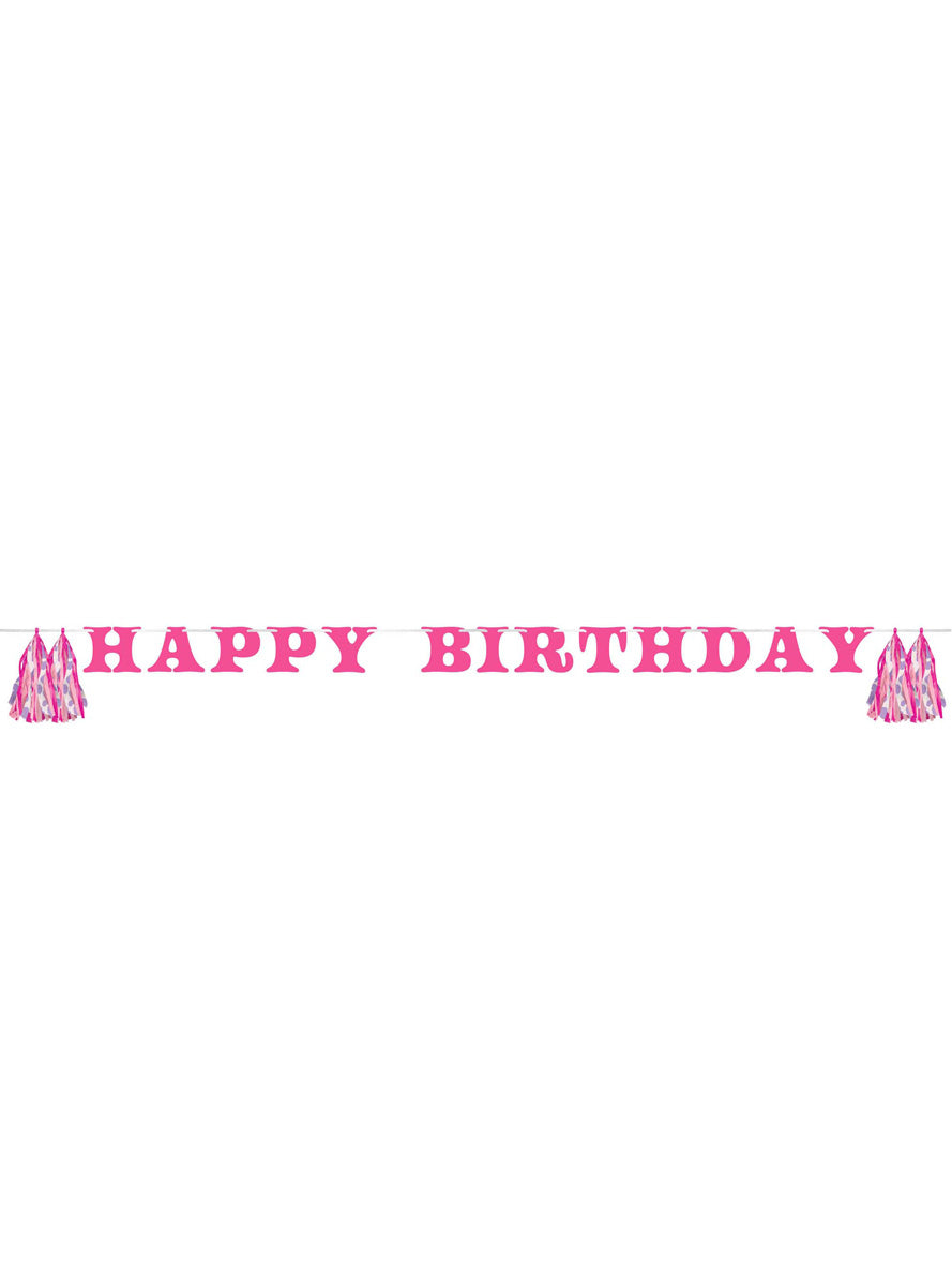 Boots and Bows Pink 219cm Happy Birthday Banner – Main Image