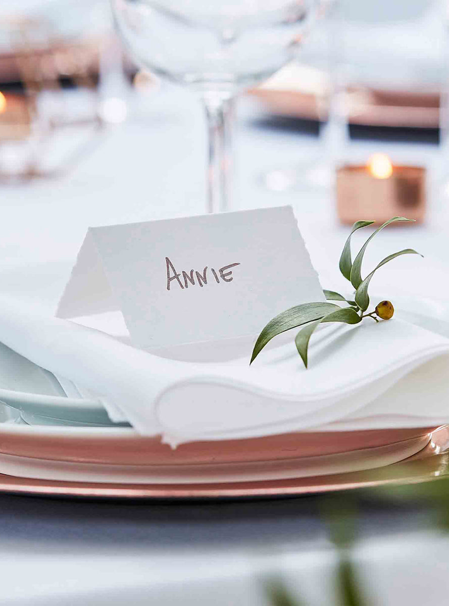 Botanical Wedding 10 Pack White Cotton Paper Place Cards - Main Image