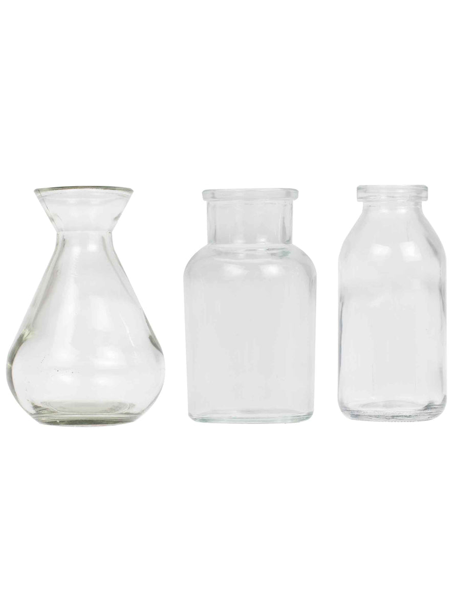 Botanical Wedding 3 Pack 10cm Glass Bottle Set - Main Image