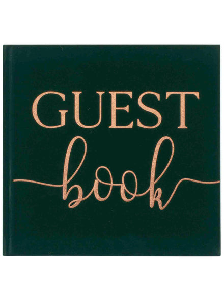 Botanical Wedding 32 Page Green Velvet and Bronze Guest Book - Main Image