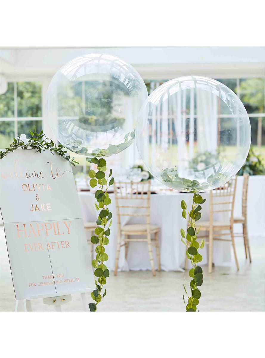 Botanical Wedding 90cm Orb Balloon With Hanging Vine - Lifestyle Image