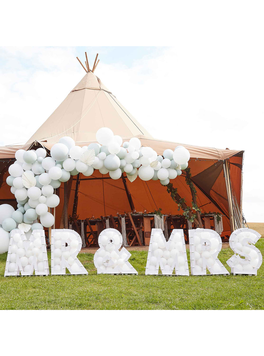 Botanical Wedding MR and MRS Shaped Balloon Mosaic - Lifestyle Image