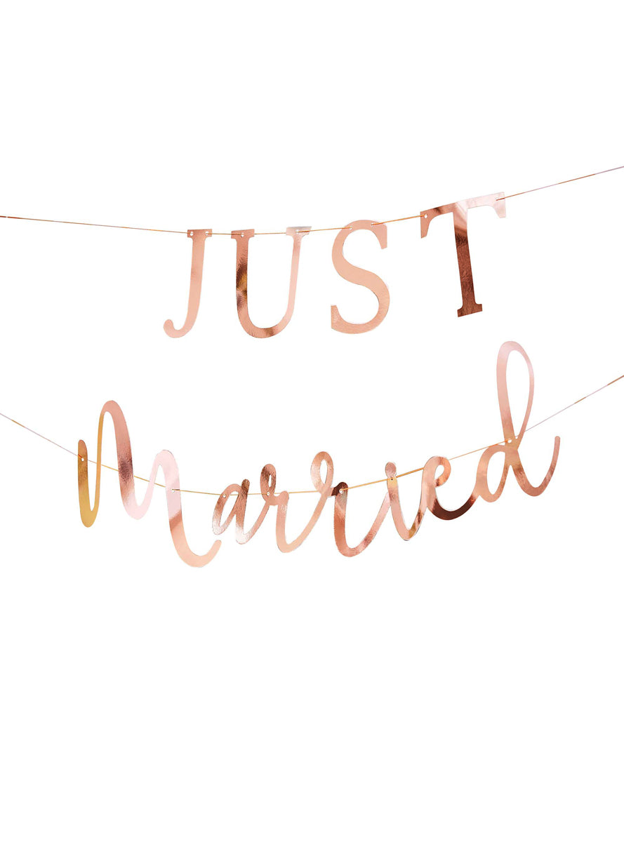 Botanical Wedding Just Married Rose Gold 150cm Buntings - Main Image