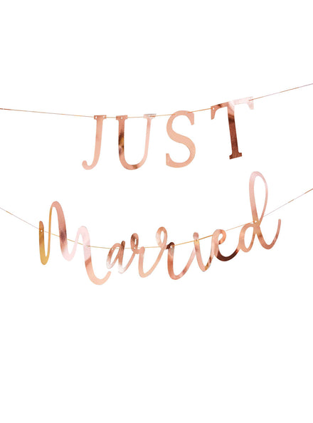 Botanical Wedding Just Married Rose Gold 150cm Buntings - Main Image