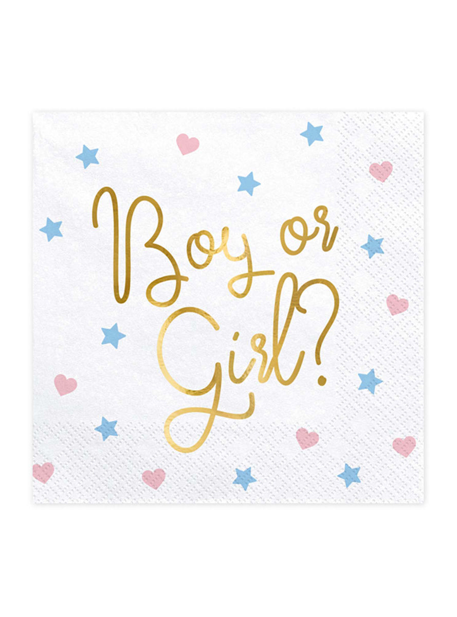 Boy Or Girl 20 Pack Gender Reveal Lunch Napkins — Main Image