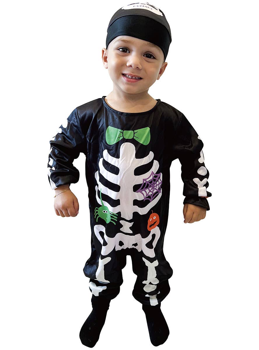 Image of Cute Toddler's Skeleton Suit Halloween Costume - Main Image