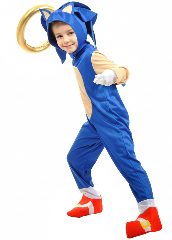 Deluxe Blue Hedgehog Boys Gaming Costume - Main Image