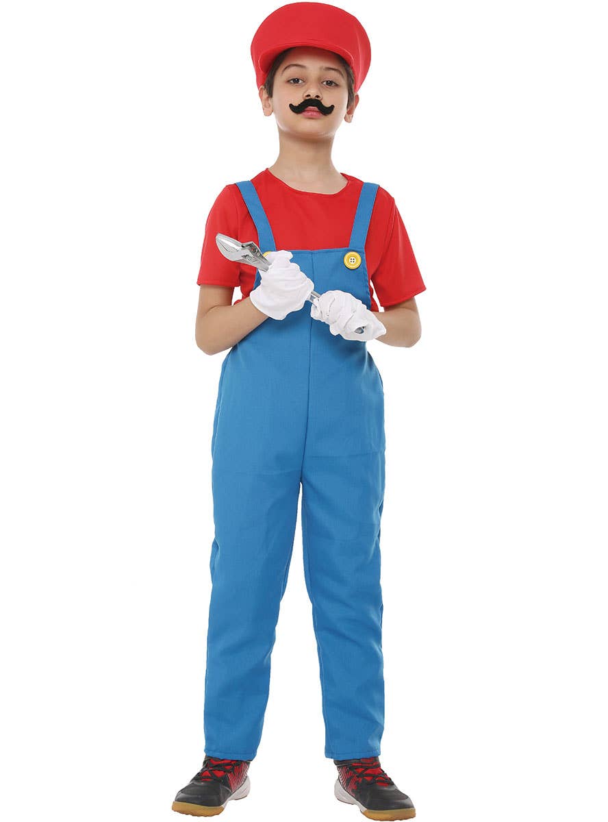Red Plumber Boy's Mario Inspired Costume - Main Image