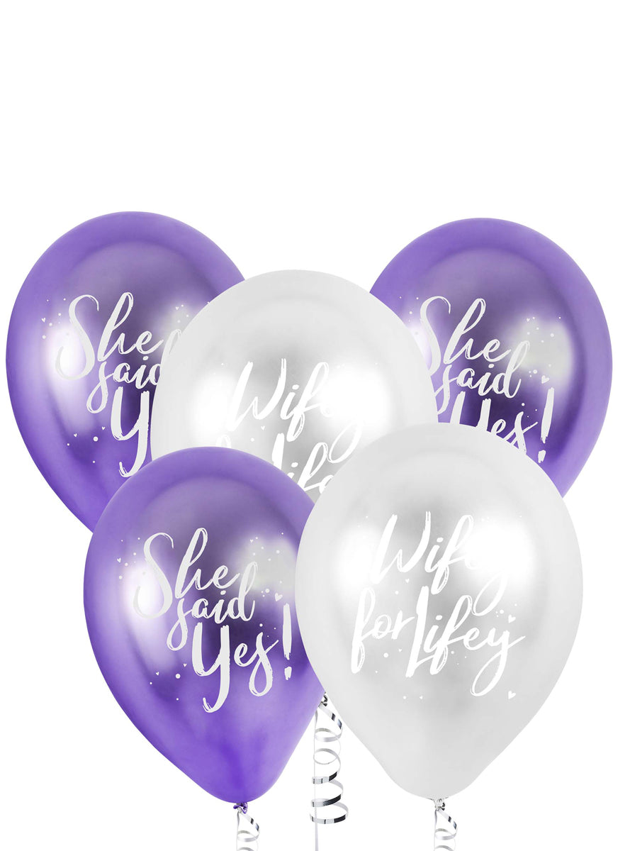 Bride Squad 5 Pack Purple And Silver Hens Night 30cm Latex Balloons — Main Image