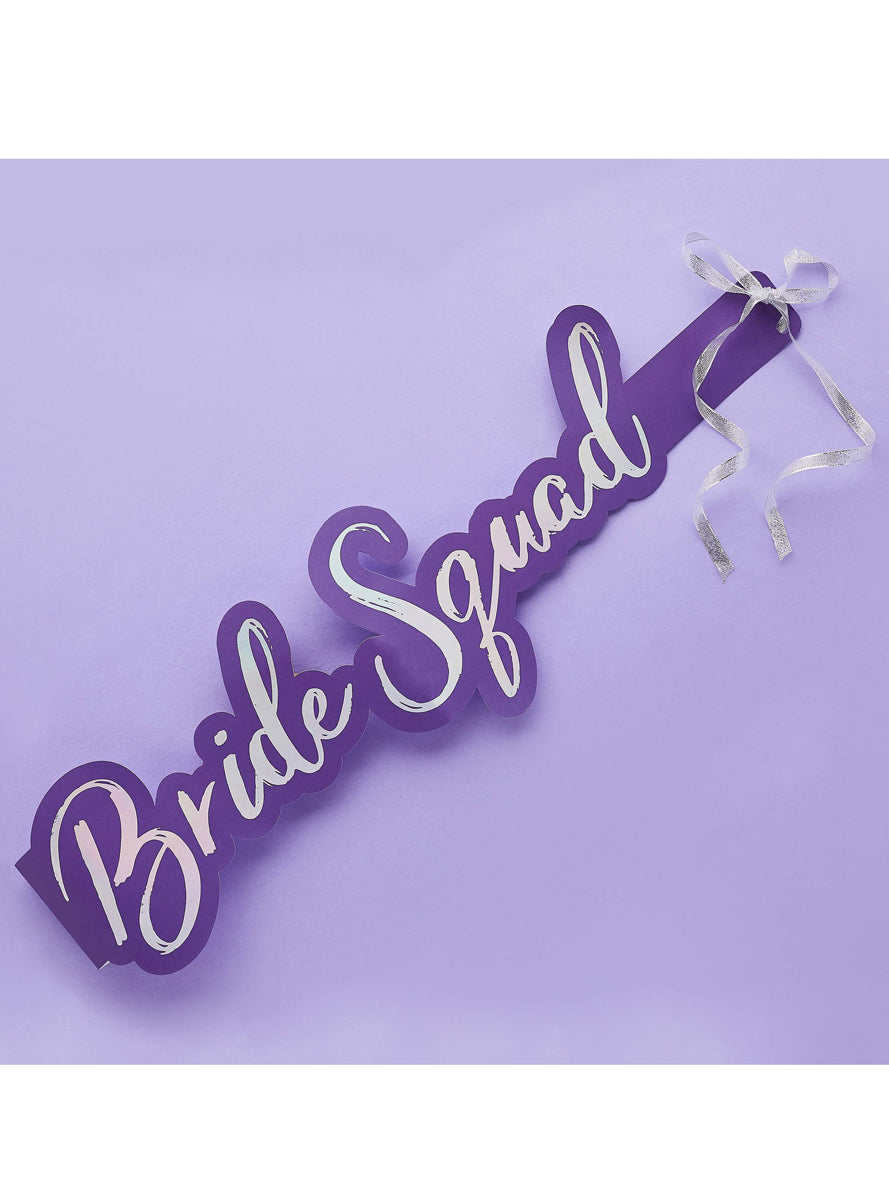 Bride Squad Purple Hens Night Paper Sash — Lifestyle Image 2
