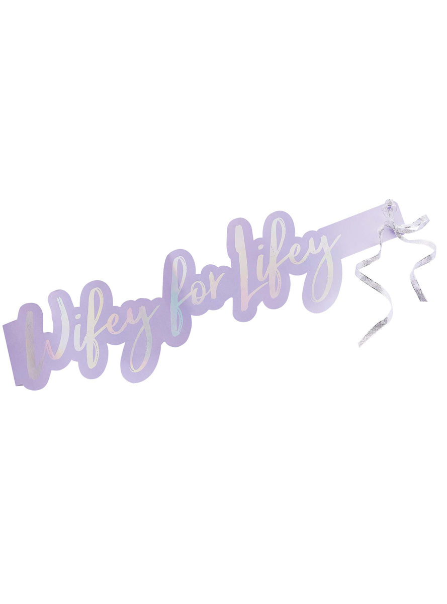 Bride Squad Purple Wifey For Lifey Hens Night Paper Sash — Main Image