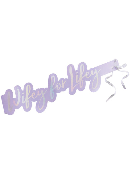Bride Squad Purple Wifey For Lifey Hens Night Paper Sash — Main Image