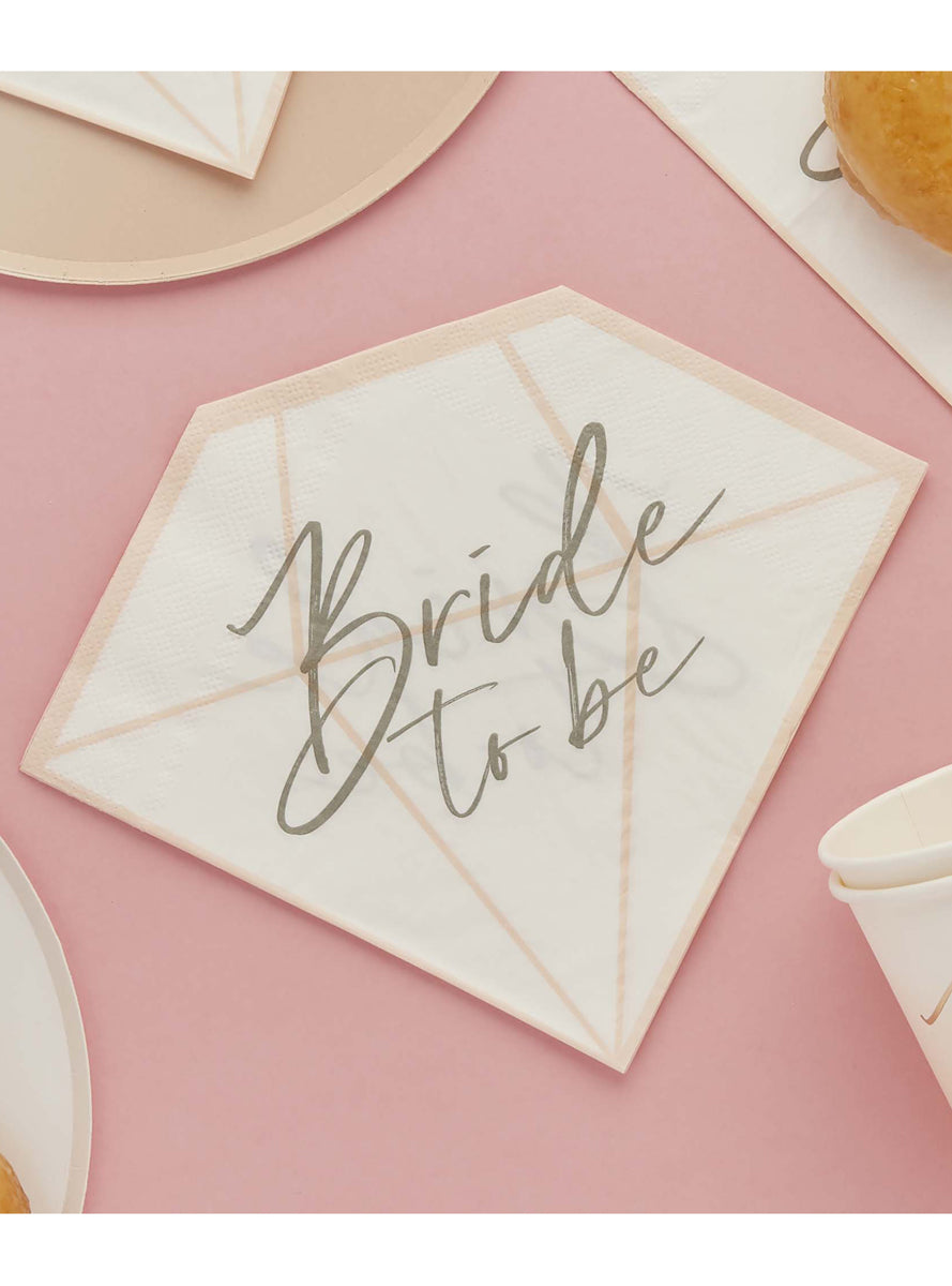 Bride To Be 16 Pack 23cm Diamond Shaped Napkins — Lifestyle Image