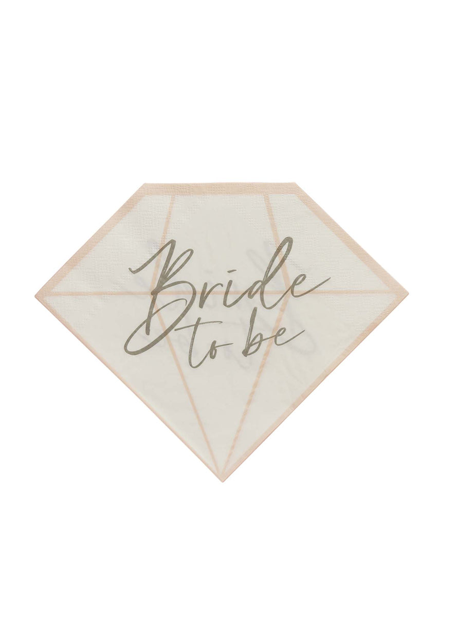 Bride To Be 16 Pack 23cm Diamond Shaped Napkins — Main Image