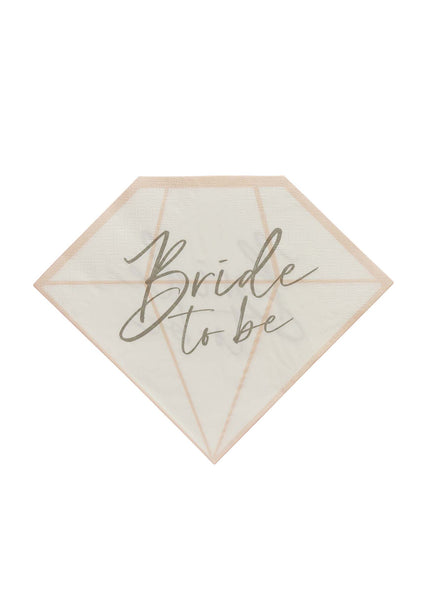Bride To Be 16 Pack 23cm Diamond Shaped Napkins — Main Image