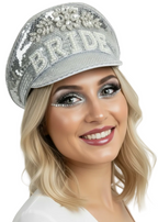Deluxe Sparkly Silver Hen's Night Bride Hat - Main Image