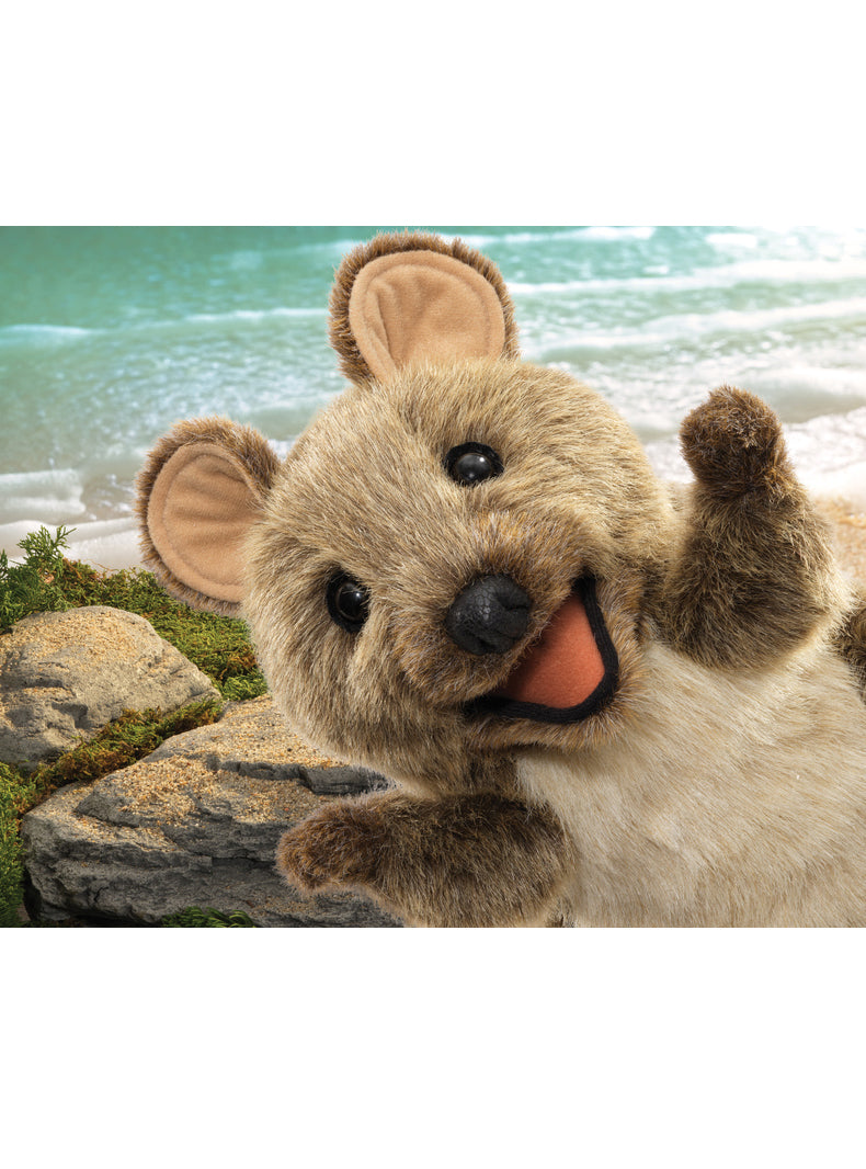 Brown Fluffy Quokka Hand Puppet - Lifestyle Image