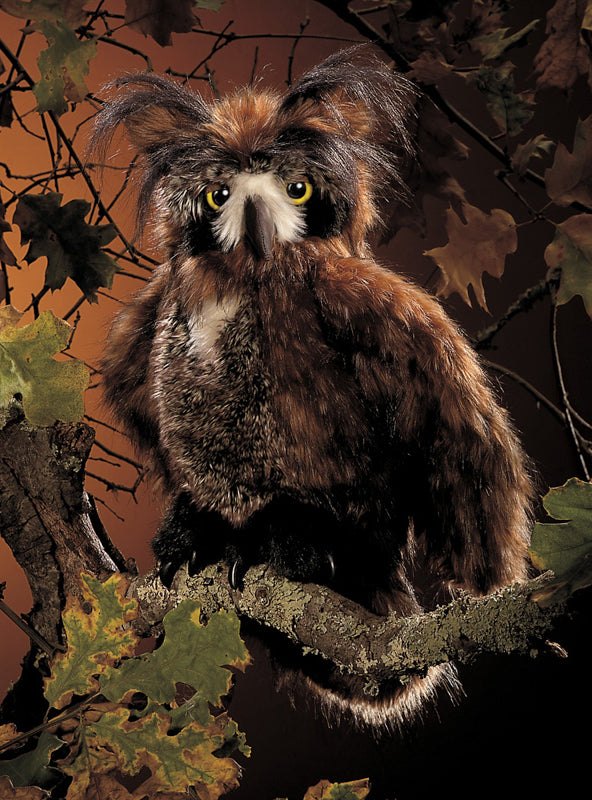 Brown Great Horned Owl Large Plush Puppet