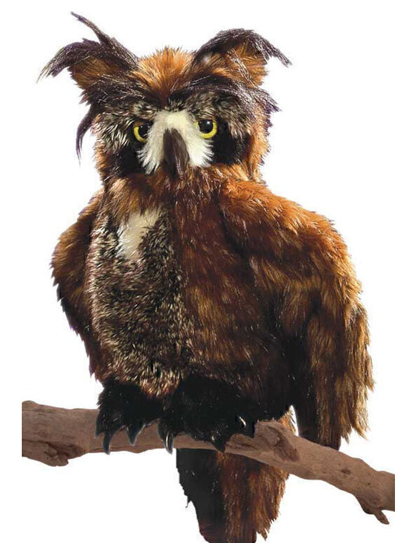 Brown Great Horned Owl Large Plush Puppet