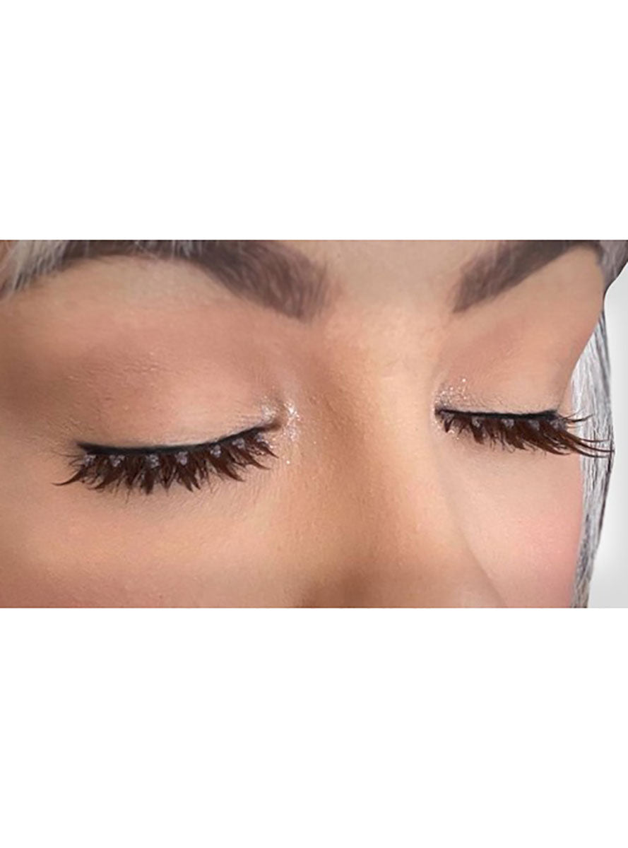 Brown Stick On Eyelashes With Turquoise Beads