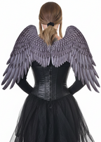 Image of Feather Print Black Angel Costume Wings - Main Image