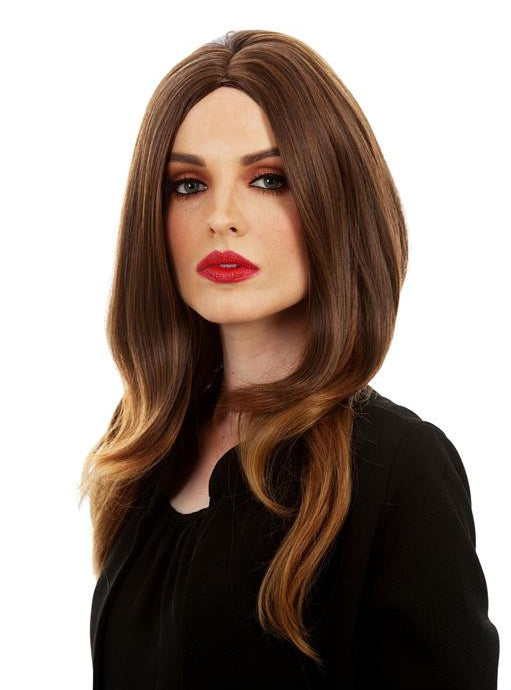Brunette Beauty Womens Long Brown Costume Wig - Alternative Image