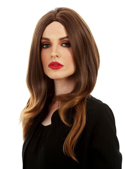 Brunette Beauty Womens Long Brown Costume Wig - Alternative Image
