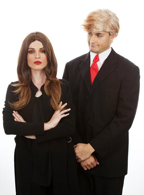 Brunette Beauty Womens Long Brown Costume Wig - Couple Image