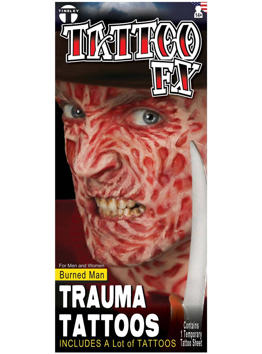 Image of Burned Man Freddy Krueger Inspired Special FX Face Tattoo