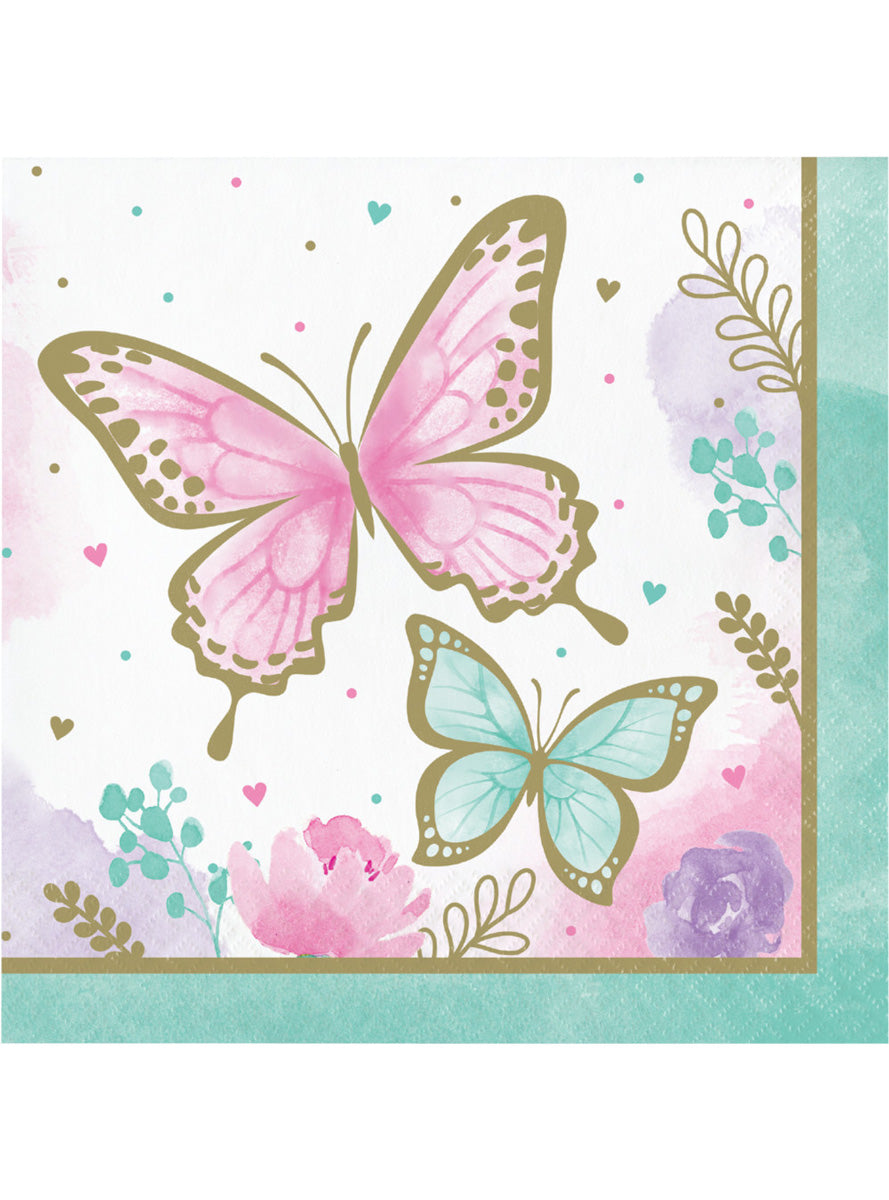 Butterfly Shimmer 16 Pack Lunch Napkins – Main Image