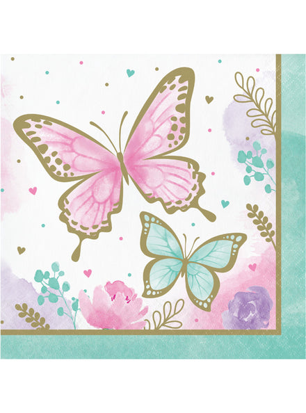 Butterfly Shimmer 16 Pack Lunch Napkins – Main Image