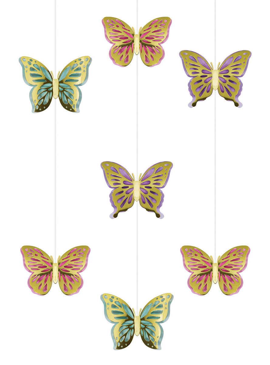 Butterfly Shimmer 3 Pack Hanging Honeycomb Decorations – Main Image