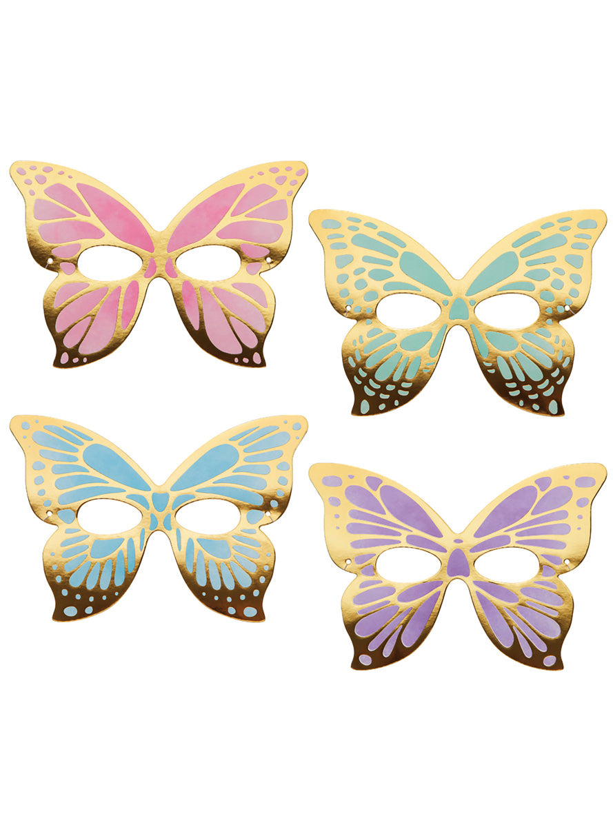 Butterfly Shimmer 8 Pack Assorted Paper Party Masks – Main Image
