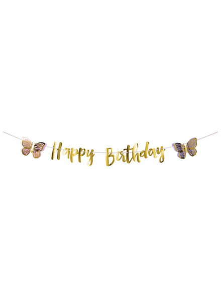 Butterfly Shimmer Happy Birthday Banner – Main Image