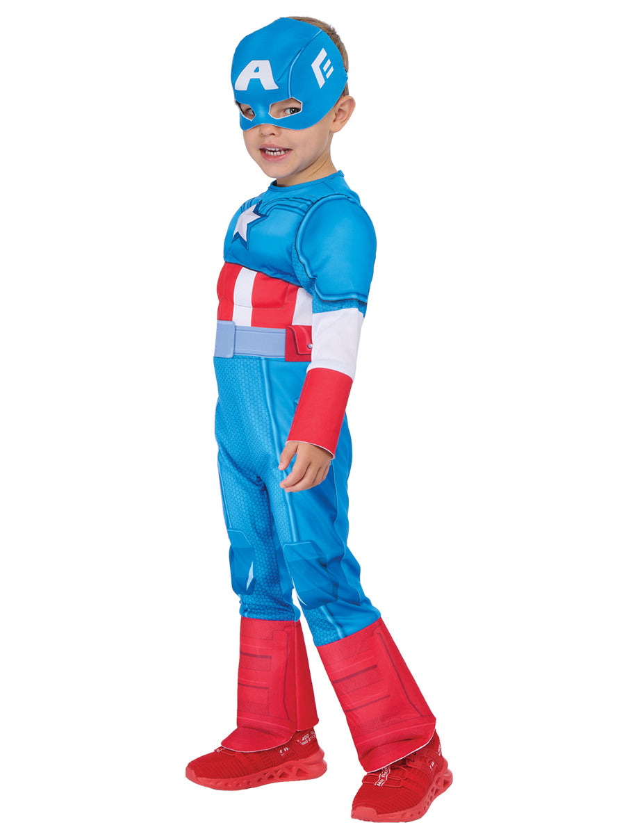 Captain America Deluxe Toddler Boys Marvel Superhero Costume – Side Image