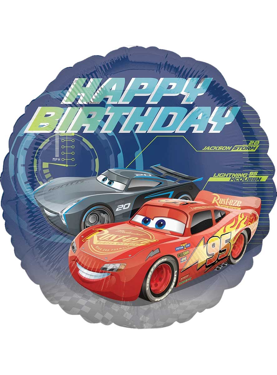 Image Of Cars Happy Birthday 45cm Round Foil Party Balloon