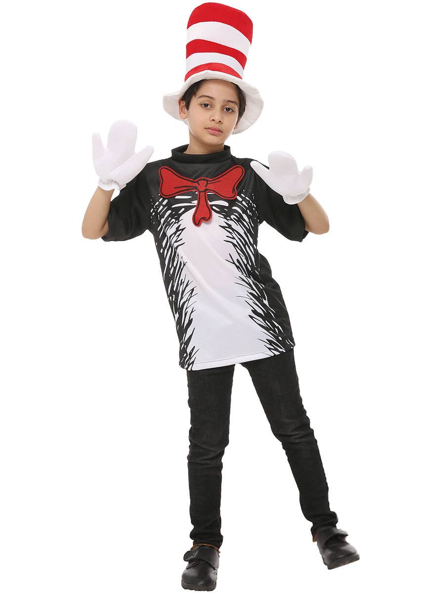 Image of Cat in the Hat Kid's Dr Seuss Inspired Book Week Costume - Front View