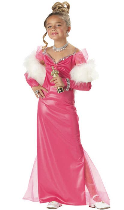Girl's Pink Hollywood Film Star Costume Front View