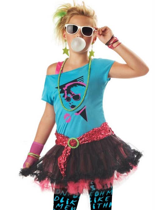 80s Fashion Girl's Retro 1980's Pop Star Costume - Close View