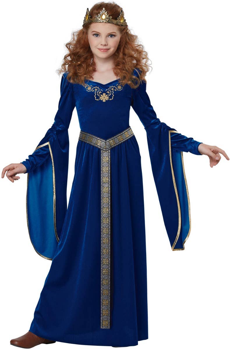 Blue Girl's California Costumes Medieval Renaissance Long Princess Dress Main Image