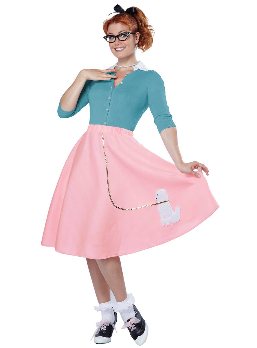 Womens Pink 1950s Poodle Costume Skirt 50s Poodle Skirt for Women