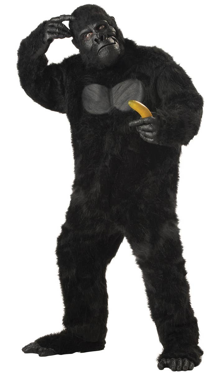Plus Size Black Fur Gorilla Suit Adult's Costume Main Image
